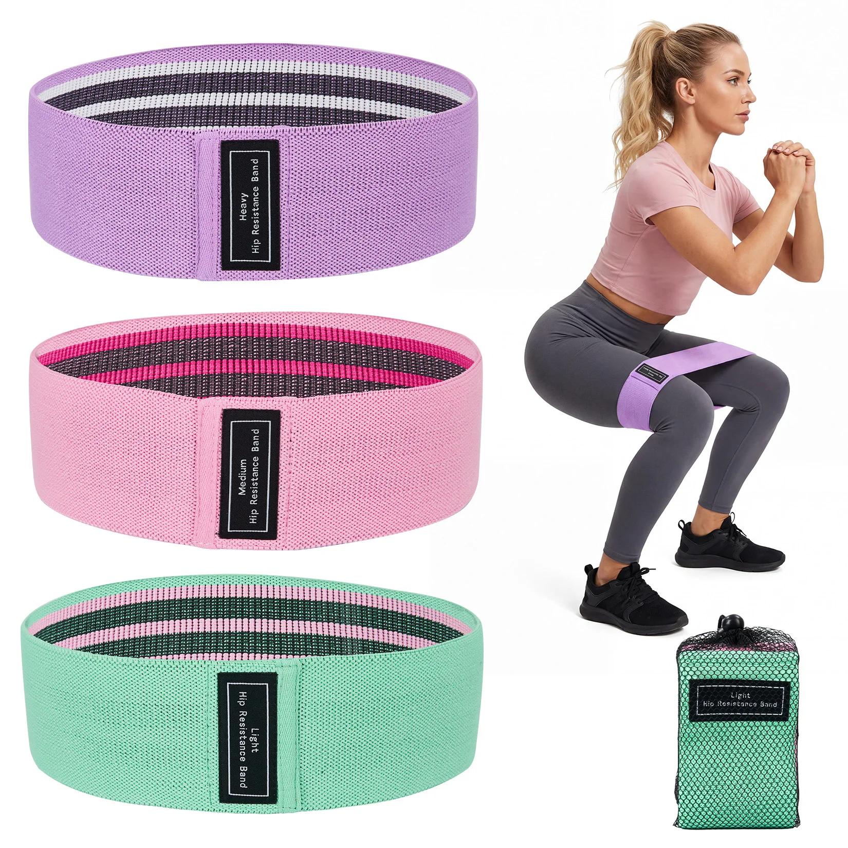 Durable Fabric Resistance Bands Set - 6-Pack Workout Loops for Home Gym, Yoga, Pilates, Strength Training, Heavy/Medium/Light Levels, Non-Slip & Comfortable for Women and Men, Multiple Sturdy Gradient Colors