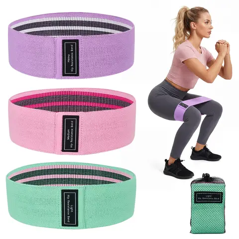 Durable Fabric Resistance Bands Set - 6-Pack Workout Loops for Home Gym, Yoga, Pilates, Strength Training, Heavy/Medium/Light Levels, Non-Slip & Comfortable for Women and Men, Multiple Sturdy Gradient Colors