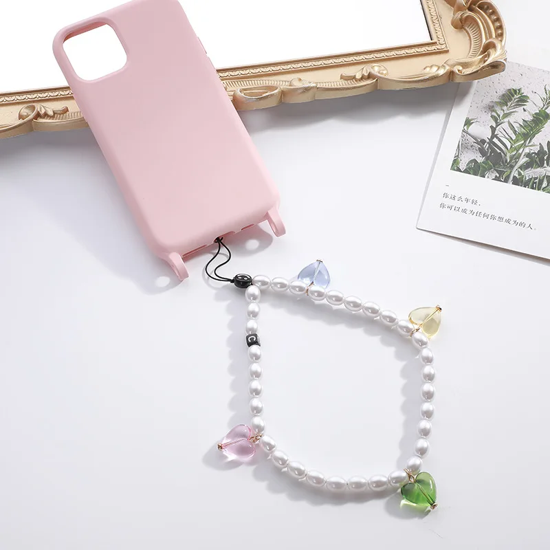 Korean  Little Bear  Pearl B】Bead Phone Chain r Pendant Perfect for Girl Phone Strap Charm Bag Camera Lanyard Keycord