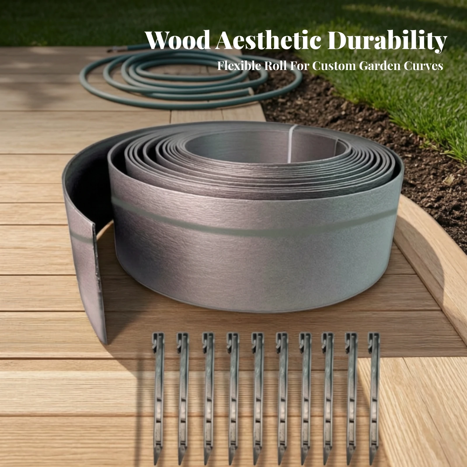 Plastic Garden Edging Border Landscape Edging Border Kit with Stakes Professional Finish