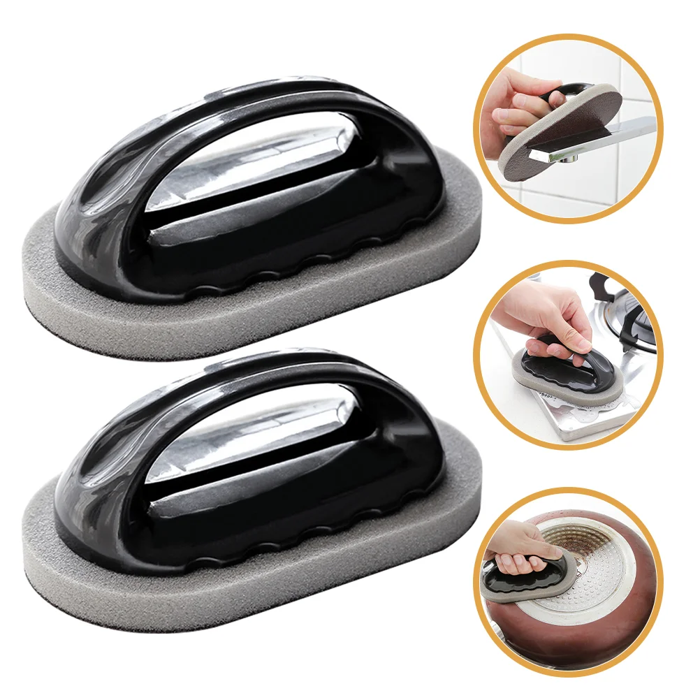 2 uds. Cepillo de limpieza de superficies de arena para cocina, esponjas Wok, depuradores para lavar platos, almohadillas de corindón