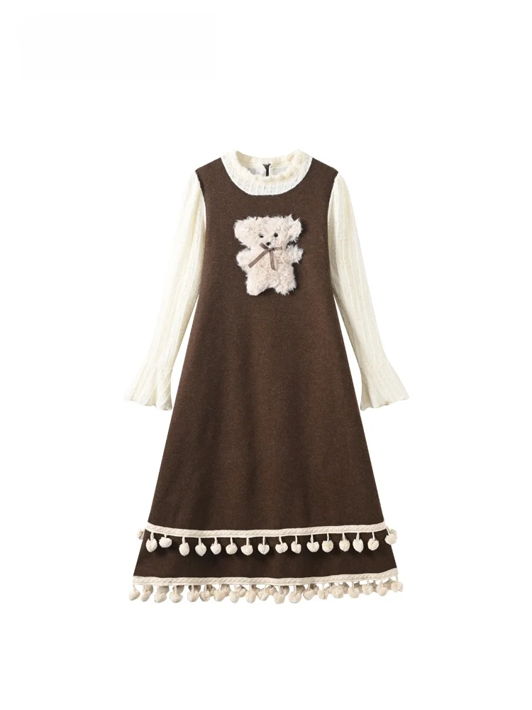 

CaraCLUB: Новая женская зимняя шерстяная юбка больших размеров с длинным рукавом, комбинированная, с эффектом омоложения, с высокой талией, А-силуэт, на молнии