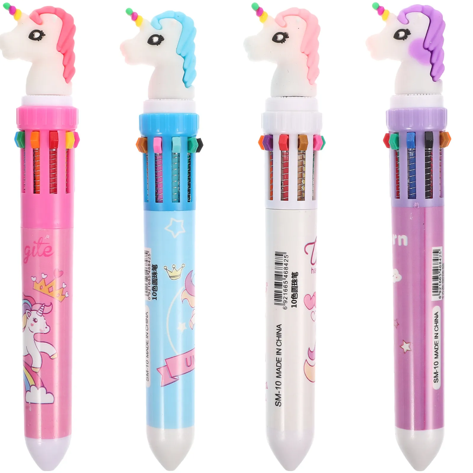 

4Pcs Ballpoint Pens Multi-Color Cute ABS Material Wear-Resistant Kids Supply School Writing Drawing Pen Portable Household Use