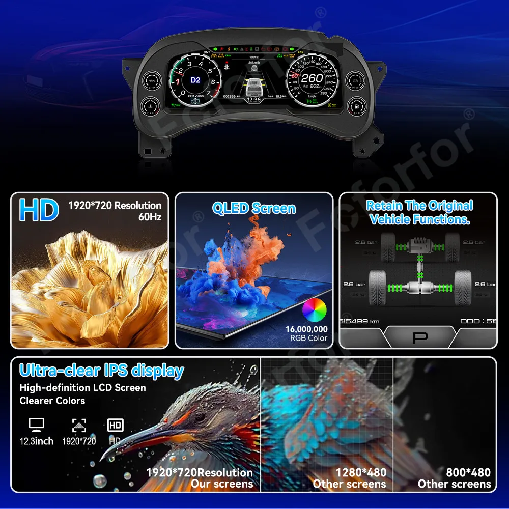 Foforfor  LCD Dashboard for  Escalade  Tahoe GMC Yukon 2001-2007 LCD Odometer Virtual Digital Cluster Cockpit