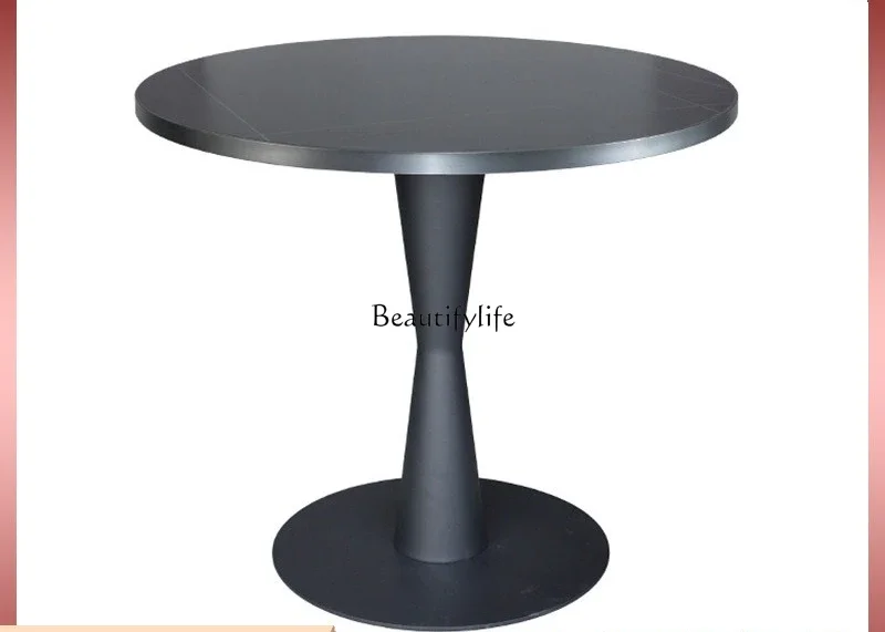 LXLight luxury black wrought iron three-dimensional shape table foot with rock slab countertop dining tableSSS