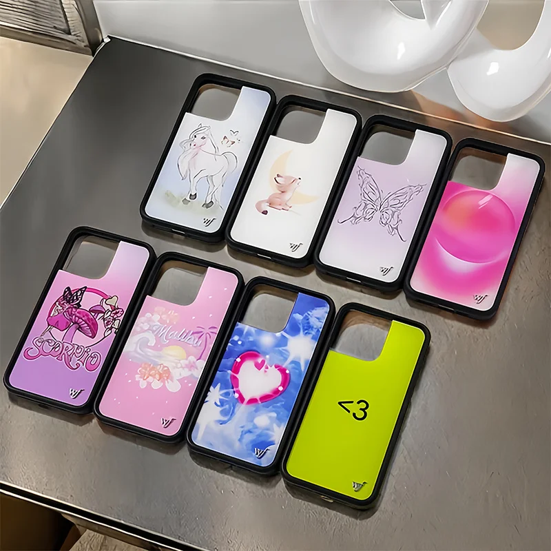 حافظة هاتف Wildflower Sky Fantasy Charli XCX 3 لهاتف iPhone 16 15 14 13 12 Pro Max Plus WF غطاء فراشة هالة وردي ساخن لطيف