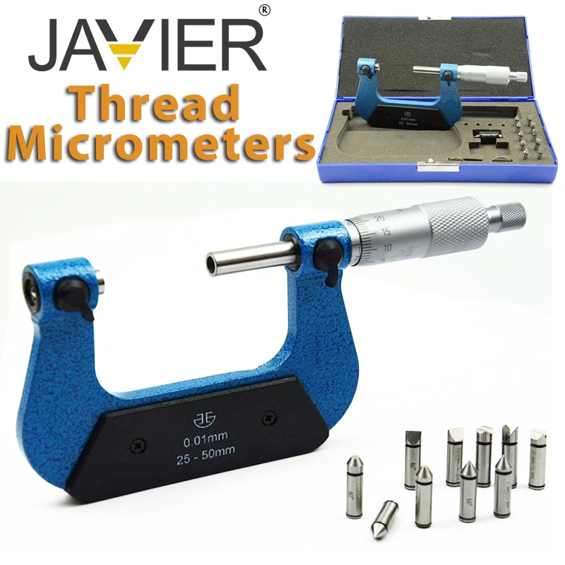 XiBei brand 0-25mm 25-50mm 50-75mm 75-100mm Screw Thread Micrometers thread micrometer caliper including measuring anvils