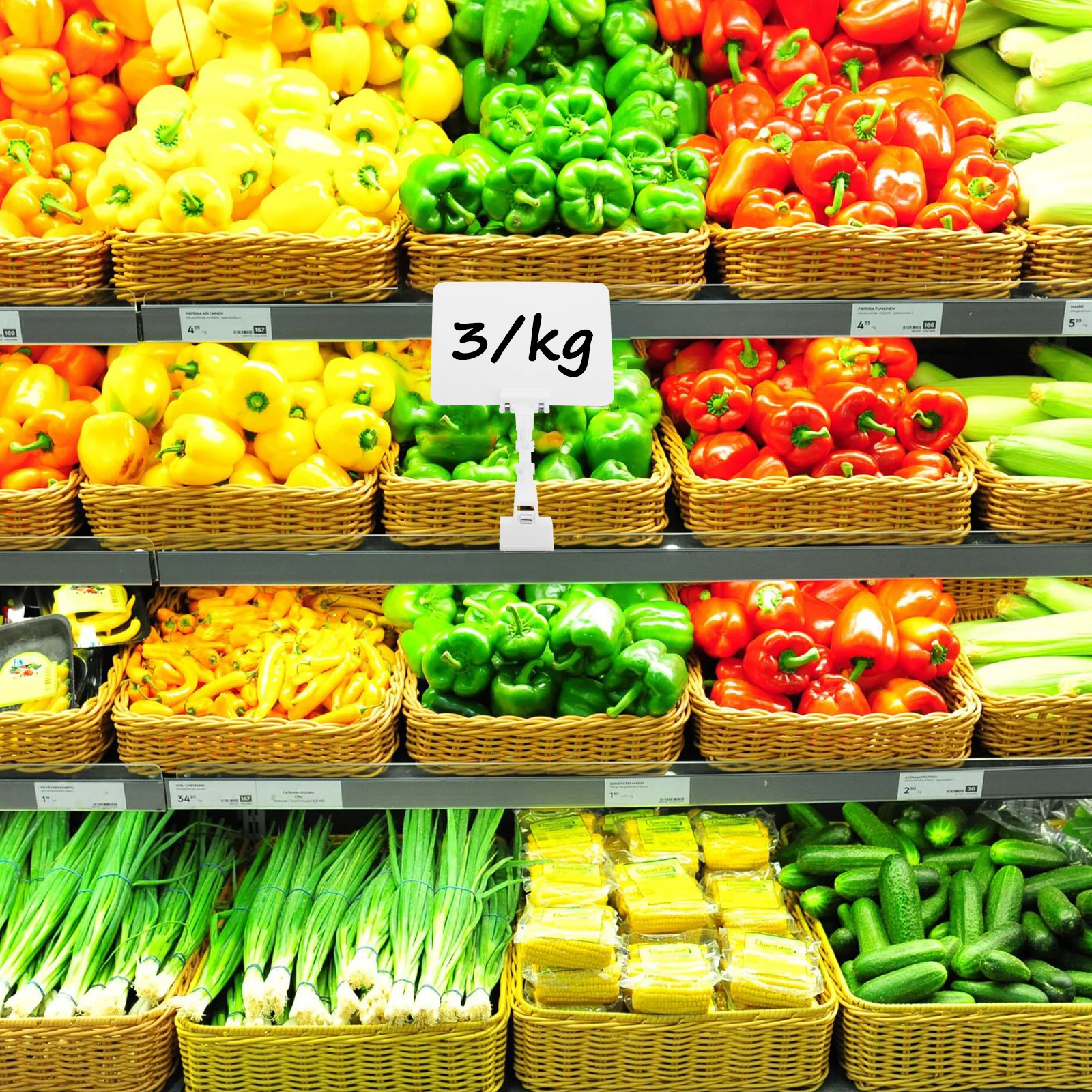 Price Tag Clip Fruit Sign Holder Display Stand PVC Advertising Label Rack Supermarket