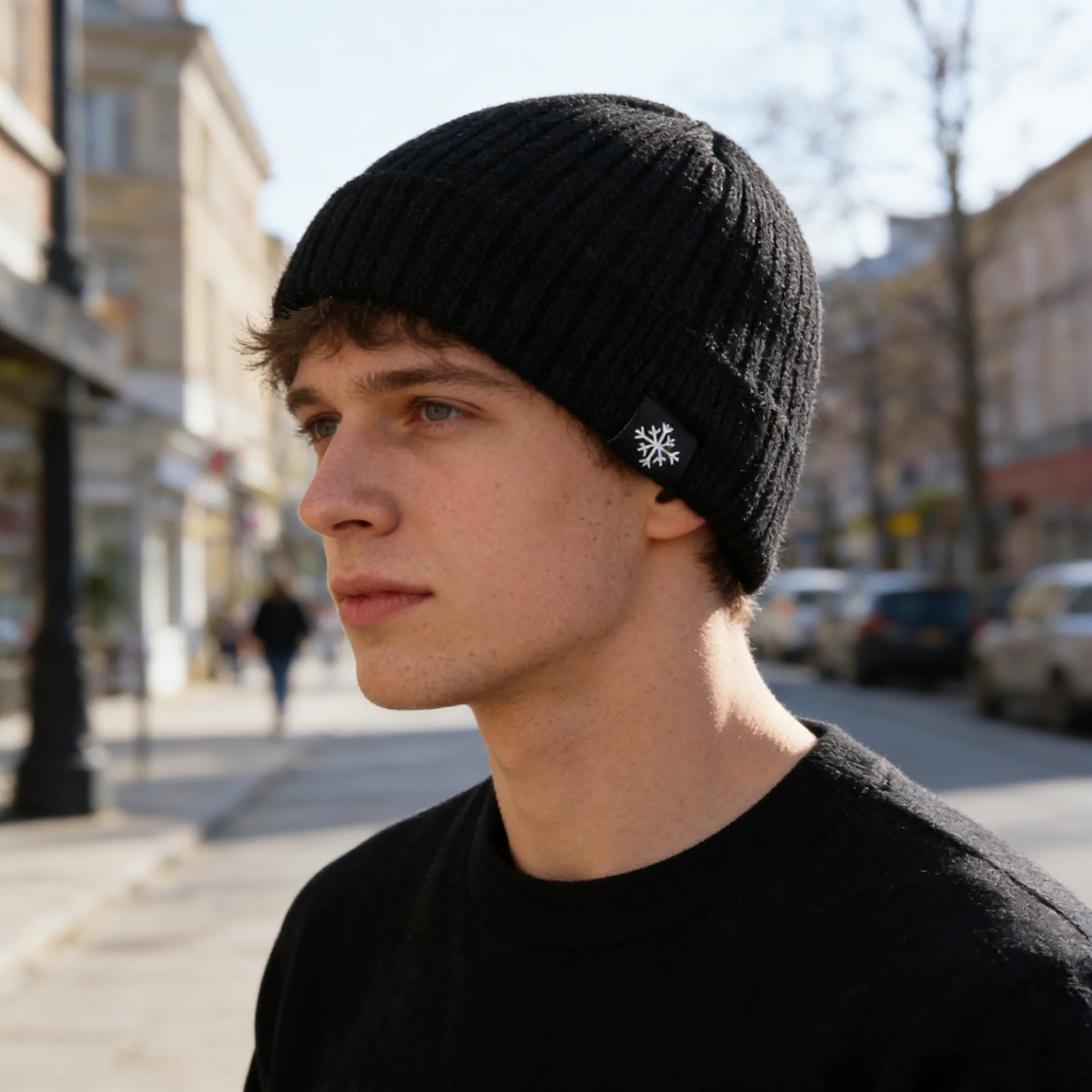 Knitted Plus Fleece Hat Men Beanie Solid Color Skullies with