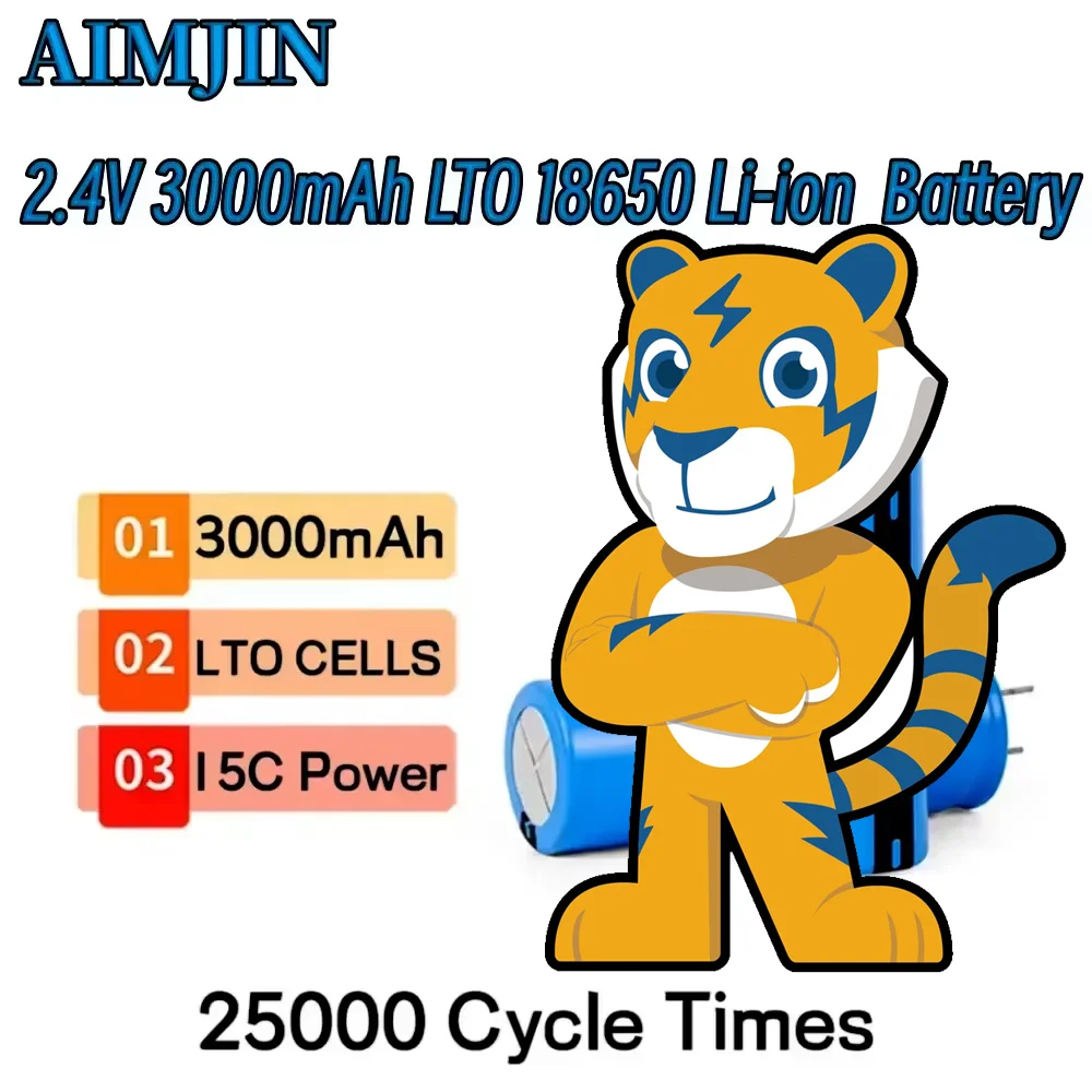 

Литий-ионный аккумулятор LTO 18650 2.4В 3000мАч, высокомощный, перезаряжаемый, для низких температур, 15C, 25000 циклов
