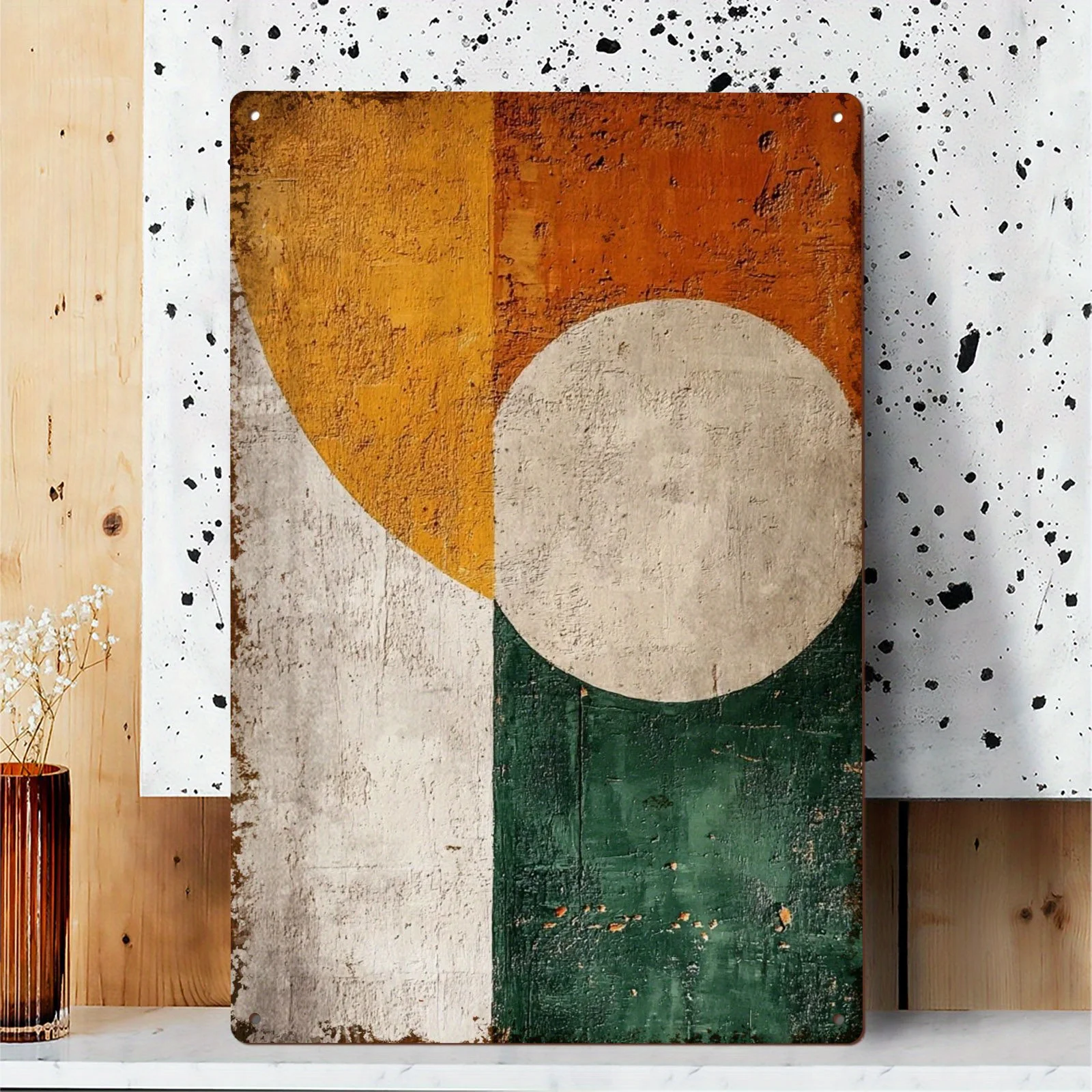 لوحة Peinture de couteau à extraite، علامة en étain metallique، جدارية فنية بوهو موديل دو ميدي دو سيجليك avec سطح t