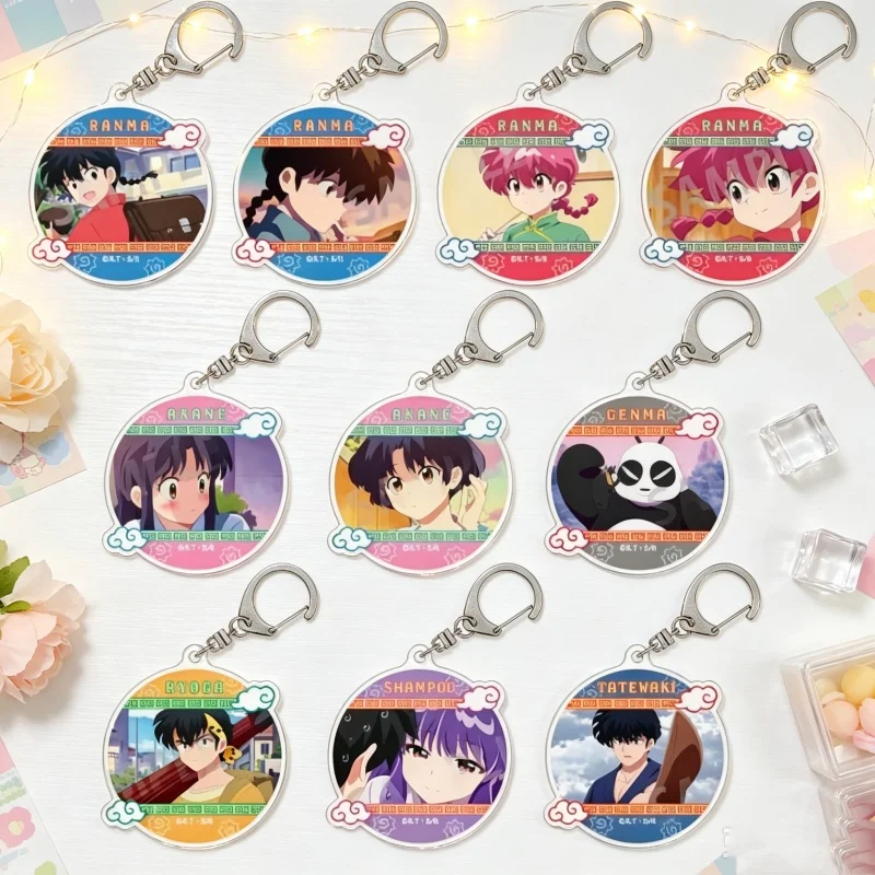 Acrylic Keychain Bag Pendant-Ranma Nibun-no-Ichi Anime 6CM Akane Tendo/GENMA Friends Gift Desktop Ornament Q Version Bag Charm