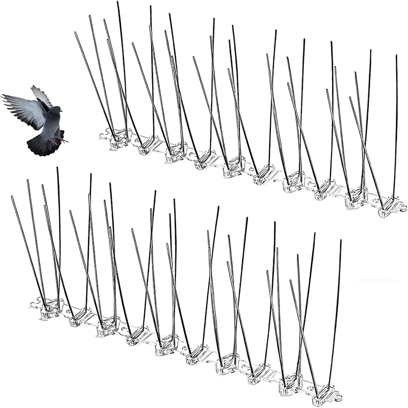 Stainless Steel Bird Spikes 2Pcs Pigeon Spikes Deterrent Wire Spikes Garden Fence Roof Bird Repeller Squirrel Cat Repeller