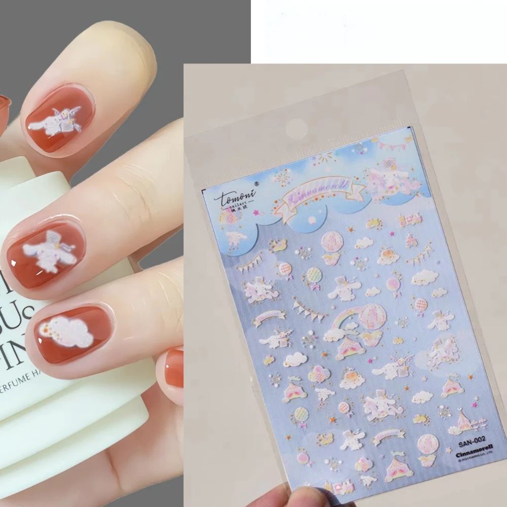 1 sheet Kuromi Melody Sanrio New 5D Relief Nail Art Stickers Nail Decals for Manicure fashion Design DIY Happy Accessories