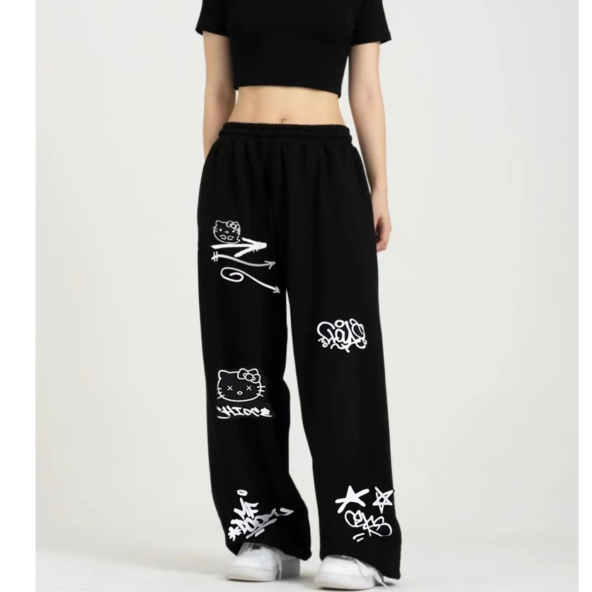 

Casual wide leg sports pants pants parachute pantselastic waist loose air pants parachute pants parachute military work pants