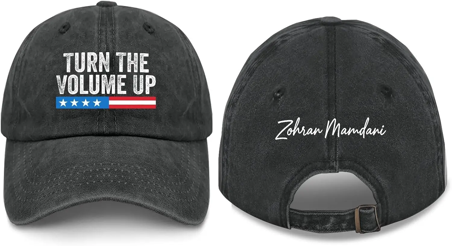Turns The Volume Up Mamdani Hats for Men Low Profile Washed Distressed Baseball