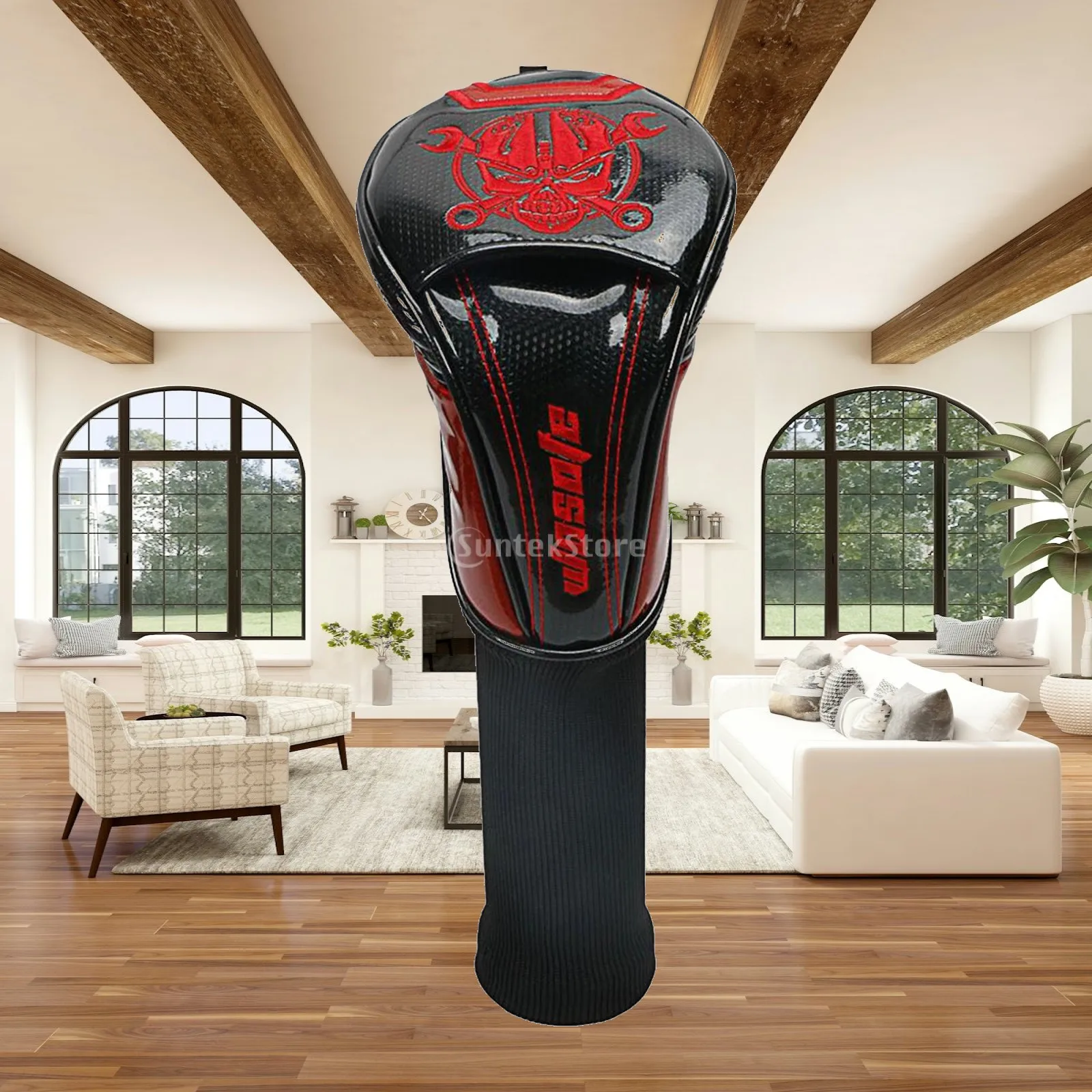 Interchangeable Tag Golf Driver Head Cover PU Leather Skull Design for No 1 3 UT Fairway Woods