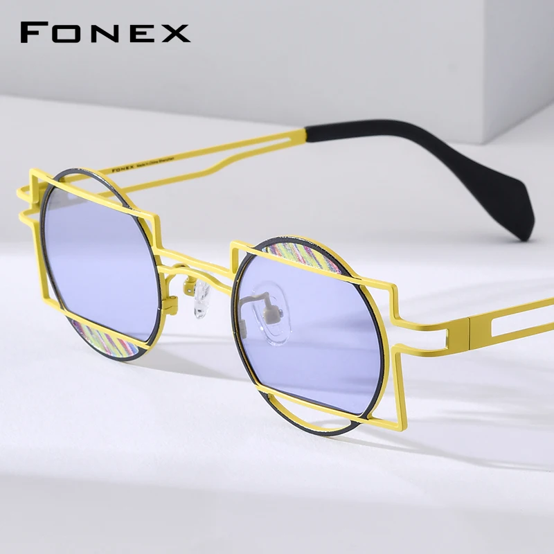 FONEX Pure Titanium Sunglasses Women 2026 New in Trendy Brand Design Round Sun Glasses High-end Japanese Shades 85929T