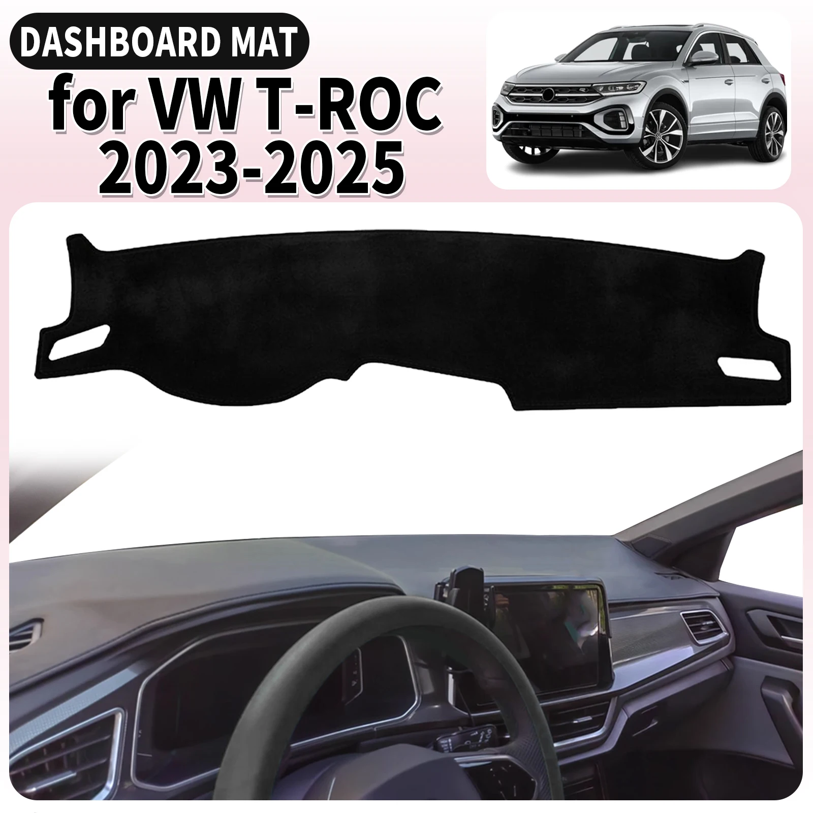 يصلح لشركة فولكس فاجن T-ROC 2023 2024 2025 TROC T ROC داشمات غطاء لوحة القيادة وسادة اكسسوارات السيارات داشمات ظلة السجاد الواقي