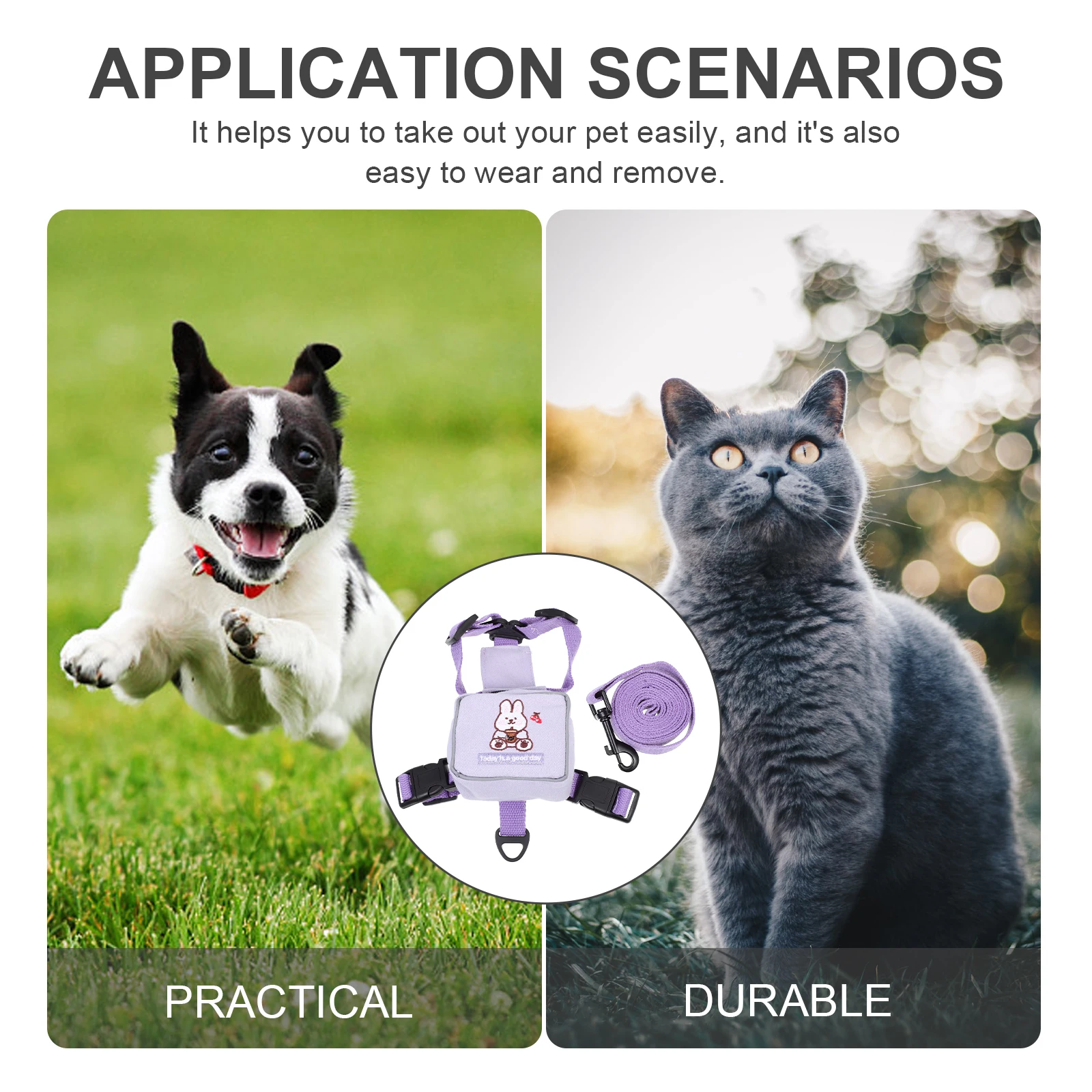 

Pet Leash For Cats Durable Polyester Training Leash With Small Backpack Outdoor Use Comfortable Hanging Rope Ergonomic