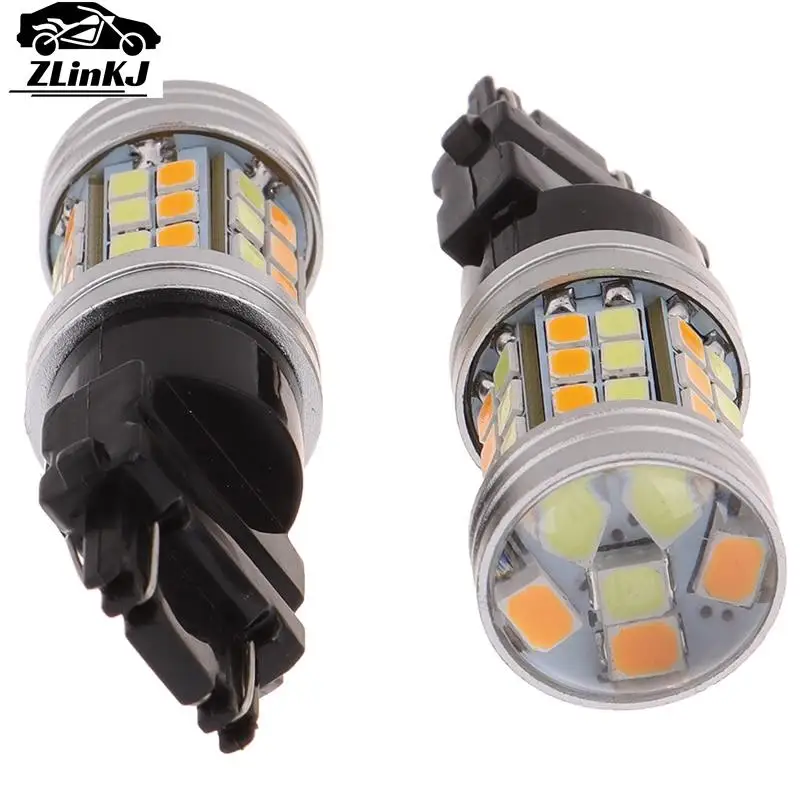 2pcs 12V DC 5W Led Bulb DRL 3157-2835-45SMD Led Auto Lamp Dual Color T25 3157 LED Turn Signal Light