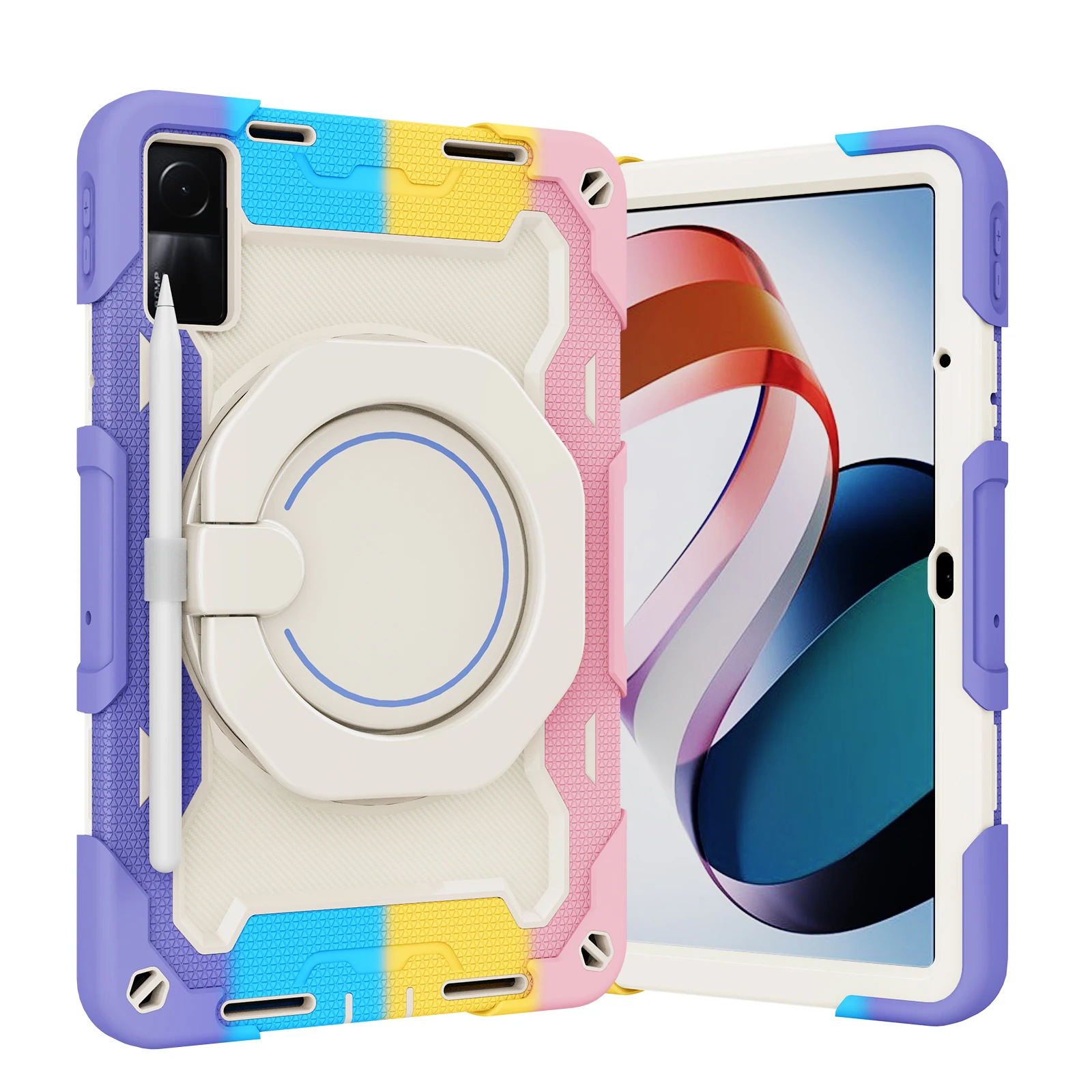 360 Rotating Case For Xiaomi Redmi Pad SE 11 2023 10.61 2022 Armor Cover With Pen Slot & Handle Grip Kids Funda PC Silicon Shell