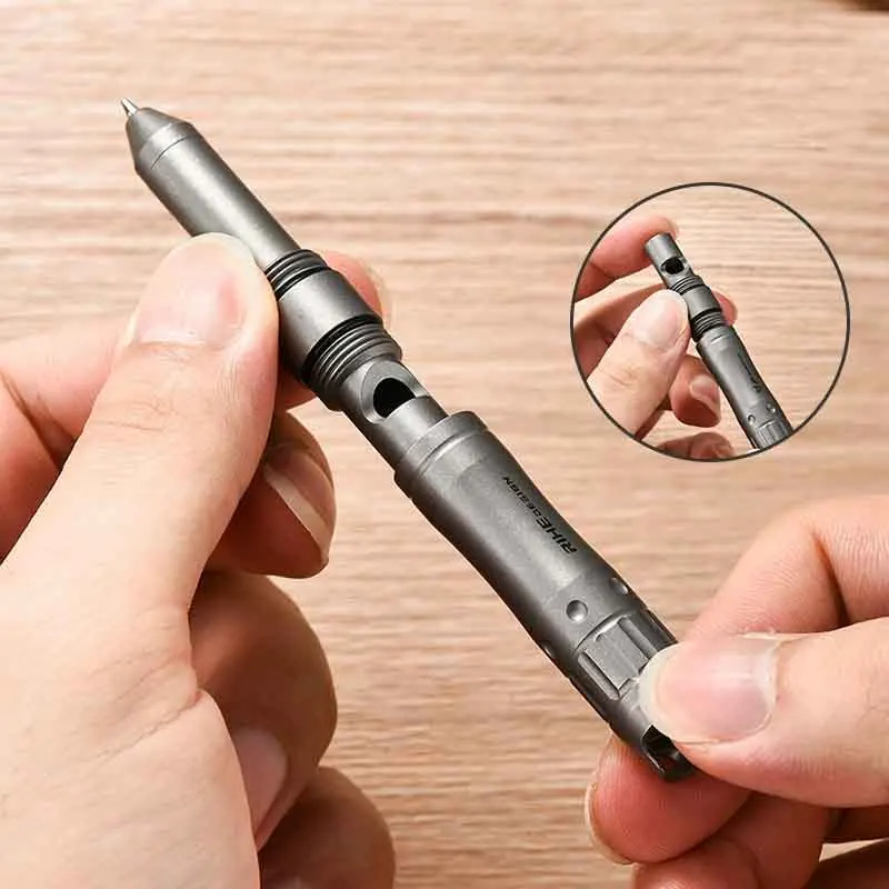 سبائك التيتانيوم متعددة الوظائف قلم توقيع سيليكون رئيس العالمي شاشة تعمل باللمس القلم في الهواء الطلق بقاء قلادة مدرب EDC صافرة