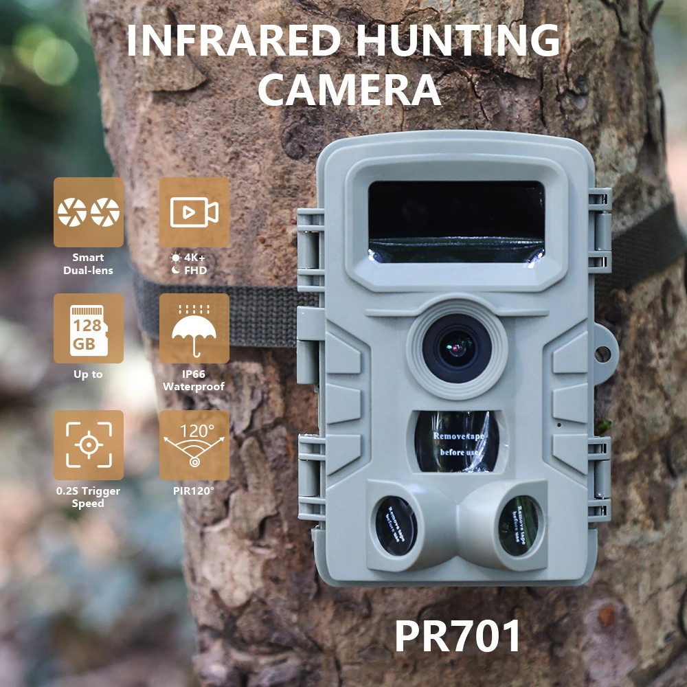 

PR701 Outdoor Wildlife Hunting Camera 48MP 2.7K HD Outdoor Waterproof Infrared Night Vision Photoelectric Trap Tracking Camera