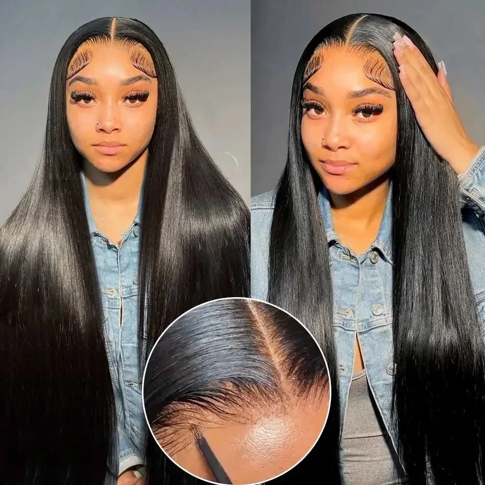 Ready To Wear Glueless Wig Peruvian Straight 4x4 Lace Closure Glueless Wig Human Hair Easy Go Wig Pre Cut Pre Plucked No Glue