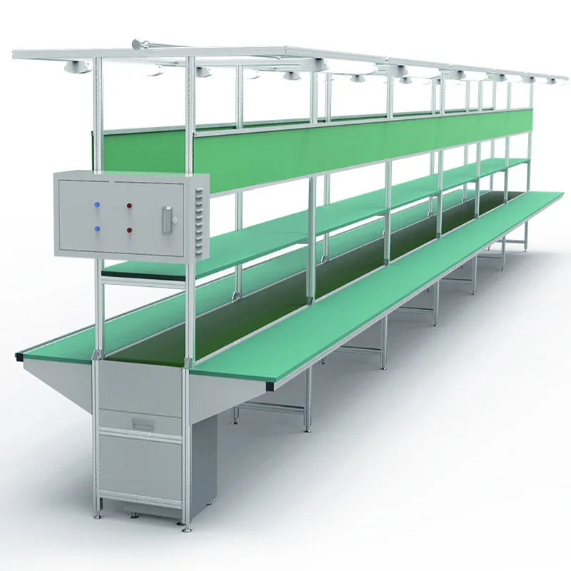 

Automatic assembly line workbench, workshop, double speed, conveyor
