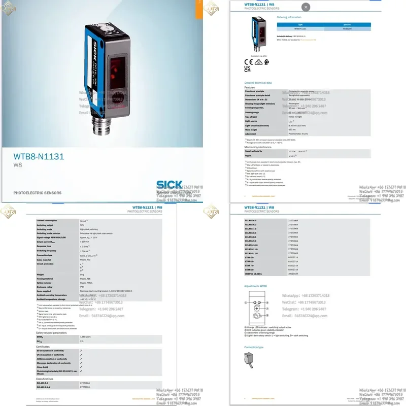 SICK Diffuse Reflection Photoelectric Sensor WTB8-N1131 Order No. 6033204 Photoelectric Switch