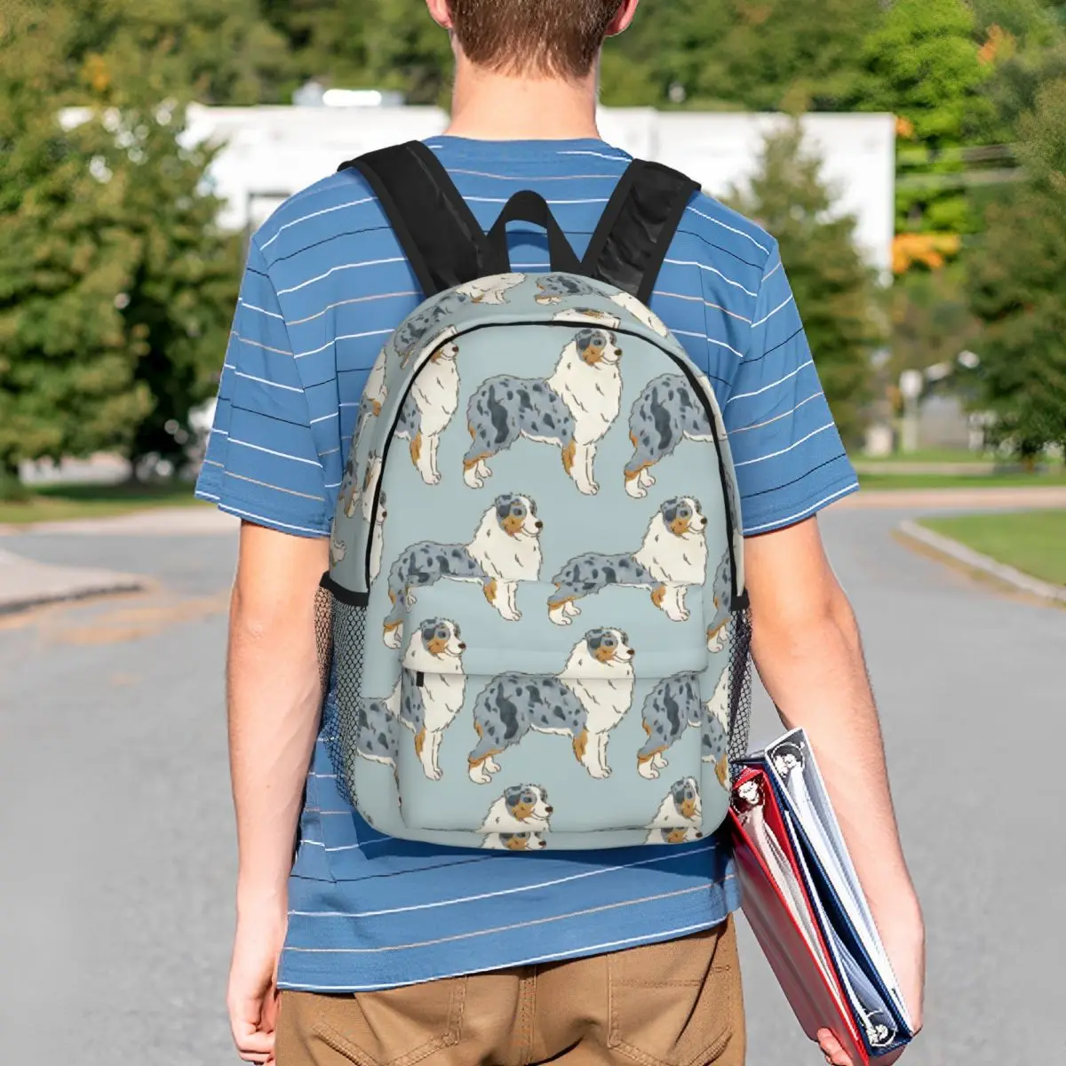 Australian Shepherd Aussie Dog Backpack Student BookBag Men Women School Bag Computer Shoulder Bags