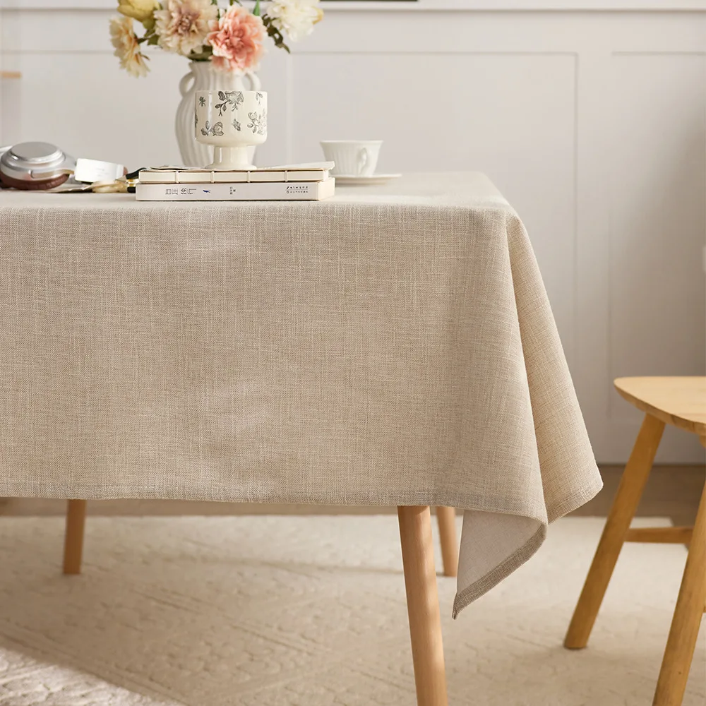 Beige Tablecloth Minimalist Ins Style Washable Anti-Stain Dining Table Cover Decorative Rectangular Tablecloth for Home Kitchen