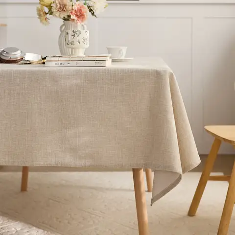 Beige Tablecloth Minimalist Ins Style Washable Anti-Stain Dining Table Cover Decorative Rectangular Tablecloth for Home Kitchen