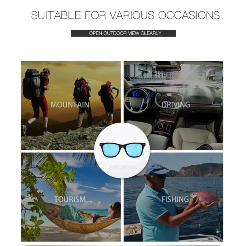 Lunettes de soleil polarisées classiques pour hommes et femmes, lunettes de soleil carrées, lunettes anti-absorbe ouissement, lunettes de voyage