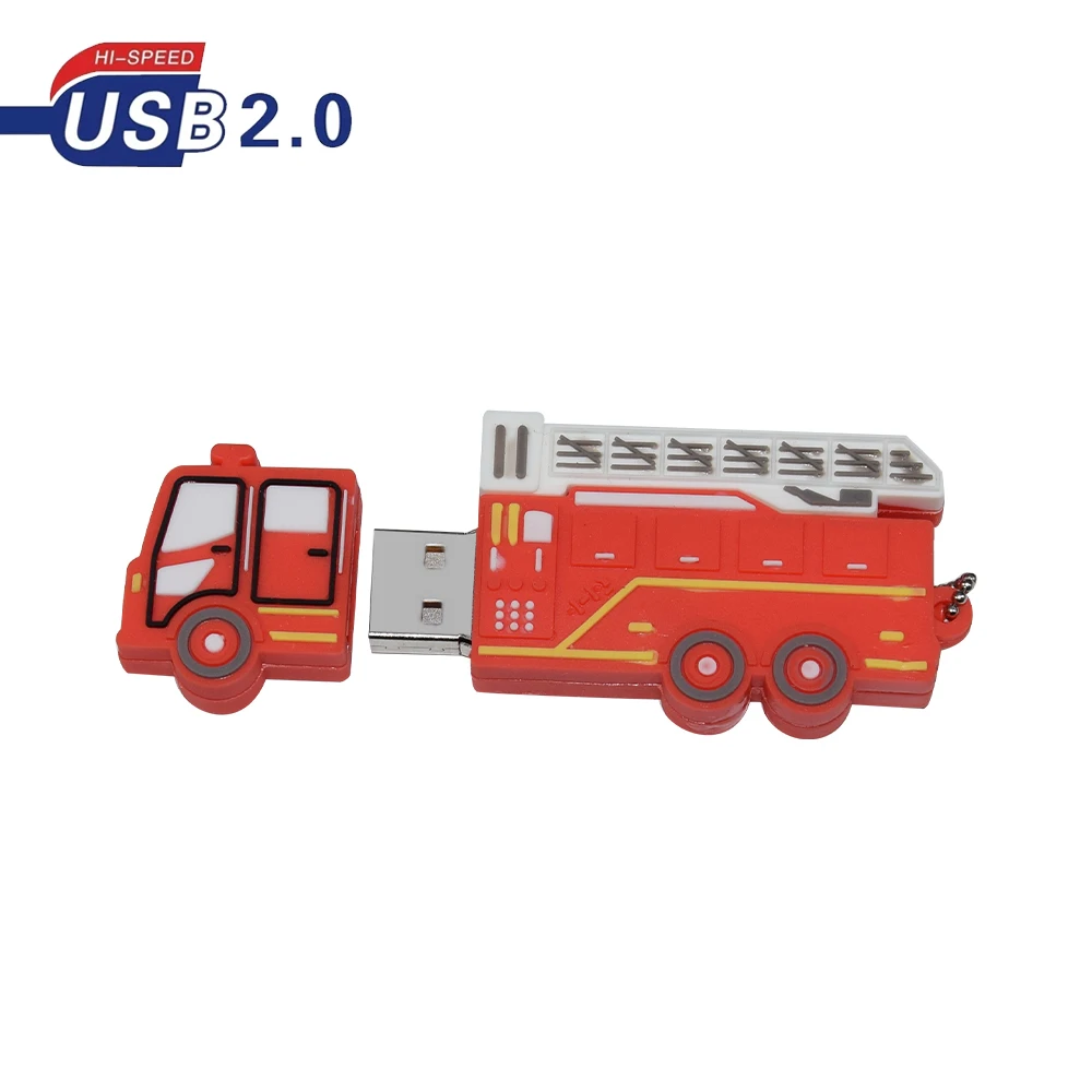 Cartoon Firefighter Fire Truck Style USB2.0 Flash Drive Waterproof Pen Drive 32GB Flash Usb Stick 4GB 8GB 16GB 64GB Pendrive USB