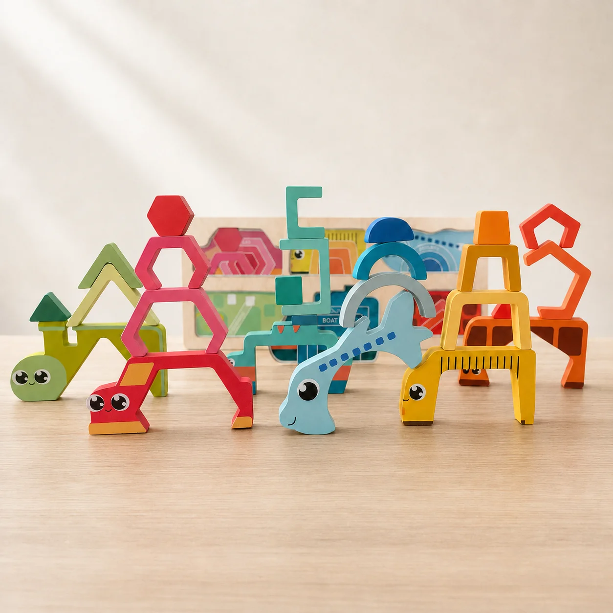 Wooden Vehicle Balance Stacking Toy Set, STEM Construction Challenge Game, Educational Strategy Toy, Birthday Christmas Gift