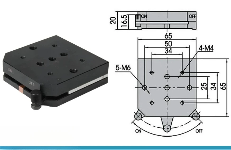 Ultra-Thin Magnetic Base with M6 Thread, Variable Force & On/Off Switch for Optics
