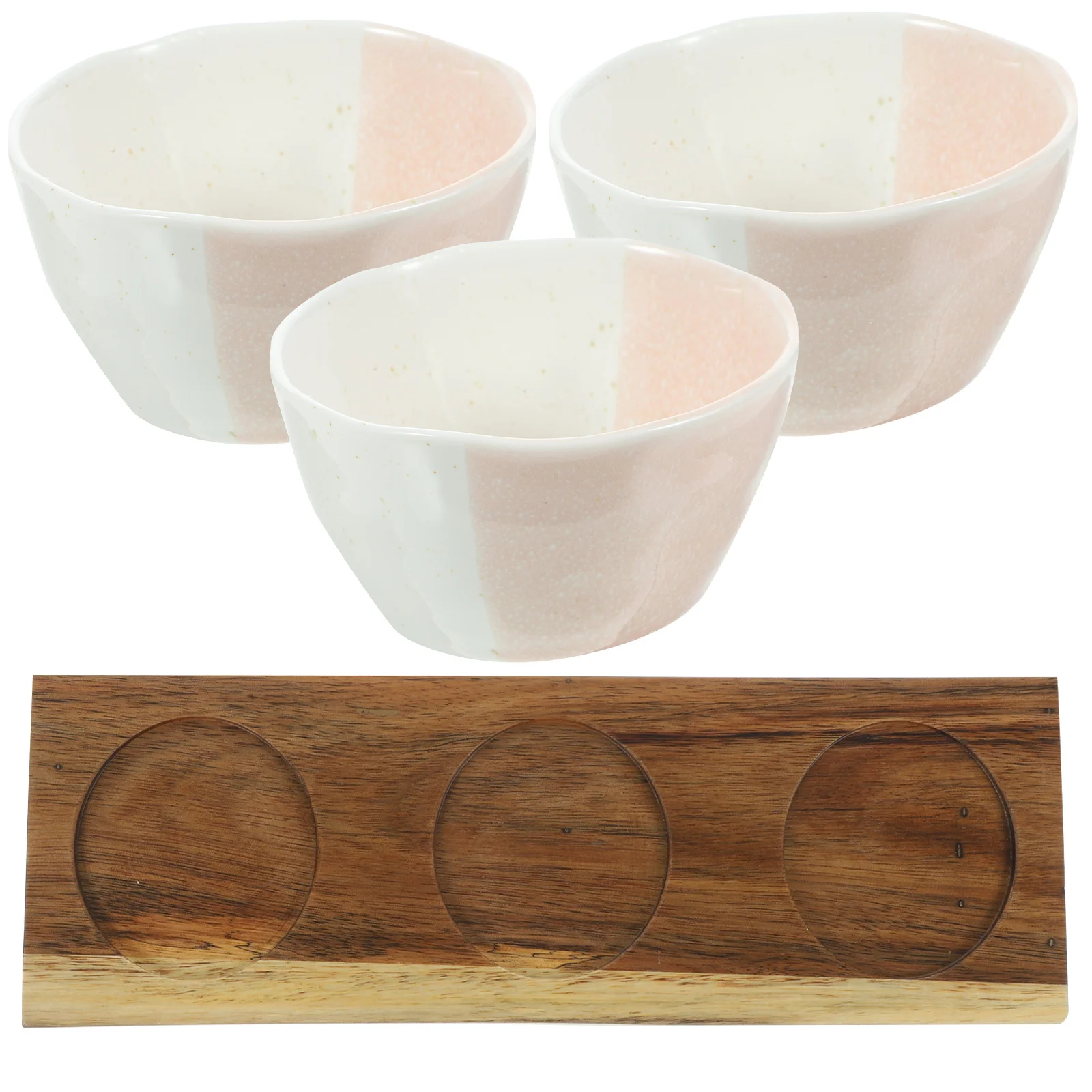 

1Set Ceramic Snacks Dish Wood Tray Practical Fruit Bowl Dessert Plate Ideal for Family Party Wedding Food Serving