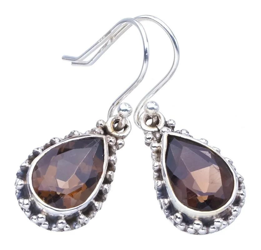 StarGems Smoky Quartz Handmade 925 Sterling Silver Earrings 1.25