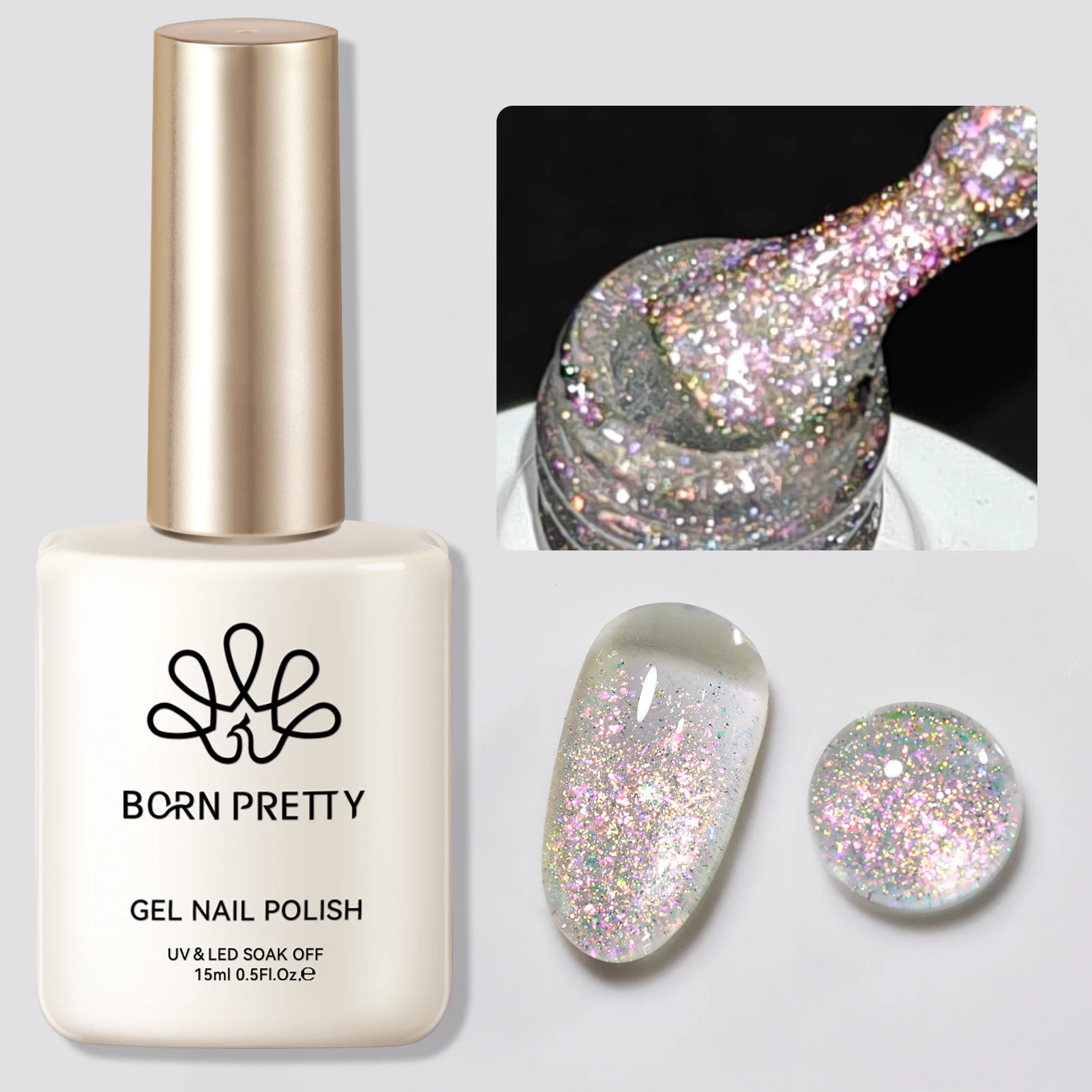 BORN PRETTY-esmalte de uñas en Gel reflectante de higo, 15ml, brillo brillante, Ultra brillante, barniz para decoración de uñas en Gel UV, salón de manicura
