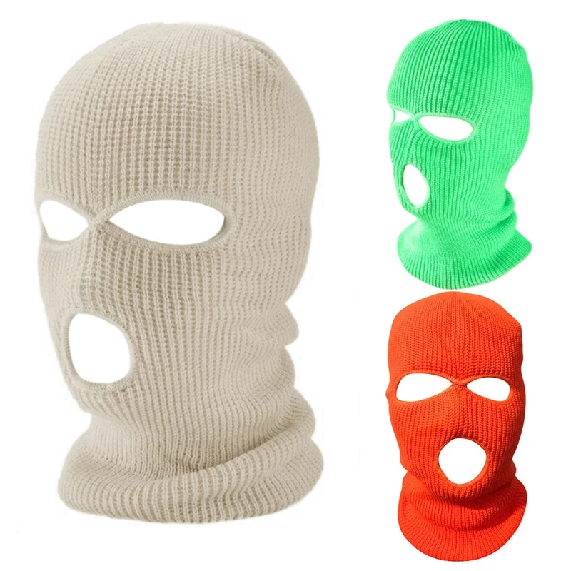 Knitted Full Face Cover Mask 3-Hole Winter Ski Balaclava Hat Neck Warmer Gaiter Dropshipping