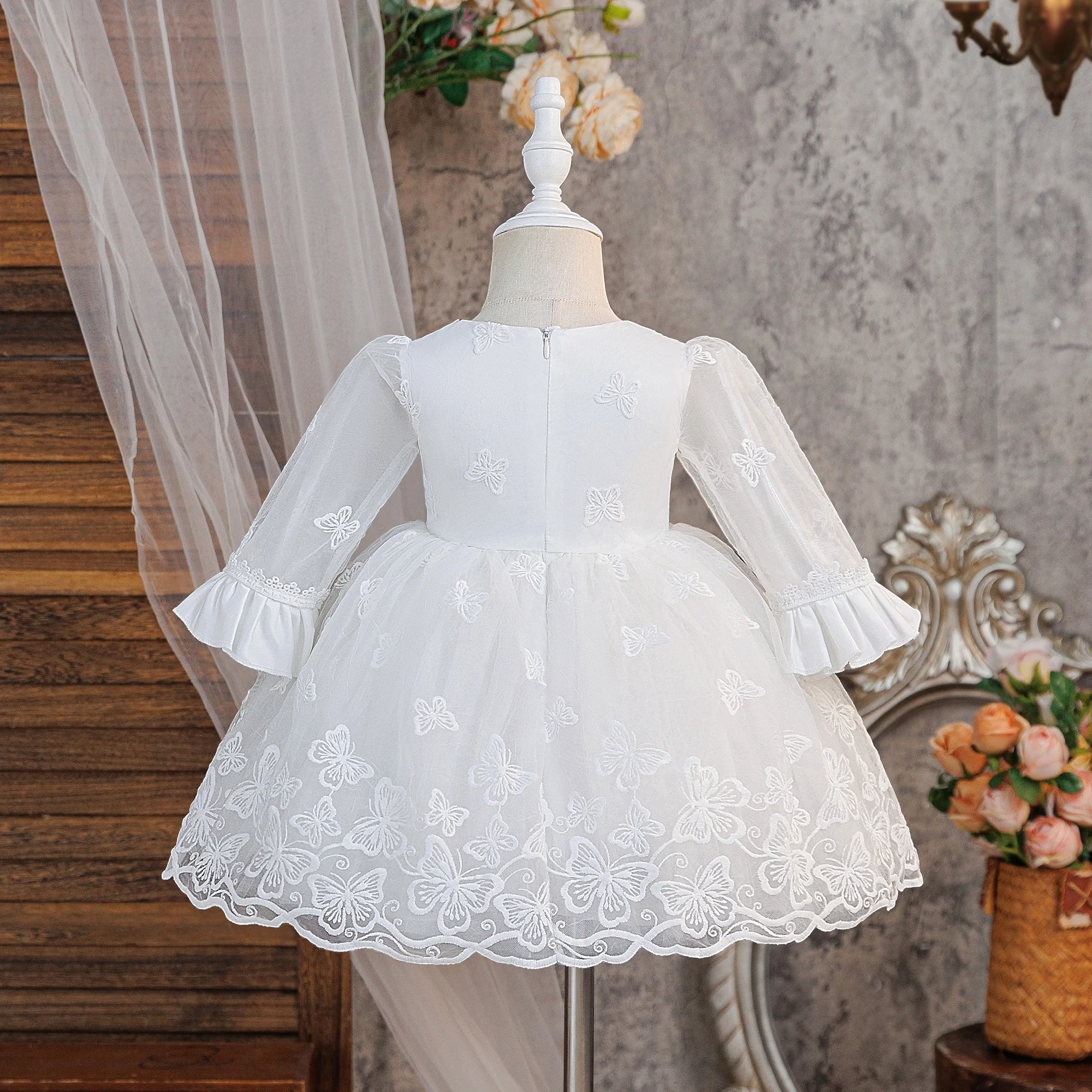 Toddler Lace Baptism Princess Baby Girl Dress Infants 1st Birthday Wedding Party Prom Dress Girls Flower Bridesmaid Evening Gown