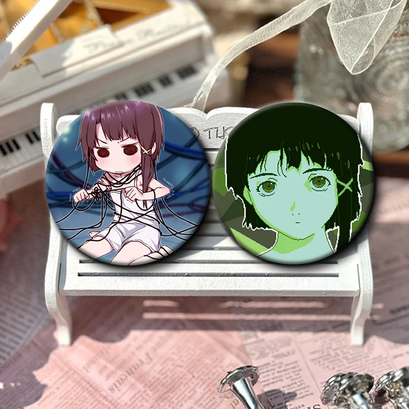 Horror Anime Serial Experiments Lain Soft Button Pins Sci-fi Suspense Animated Character Badge Tinplate Brooch on Backpack Gifts