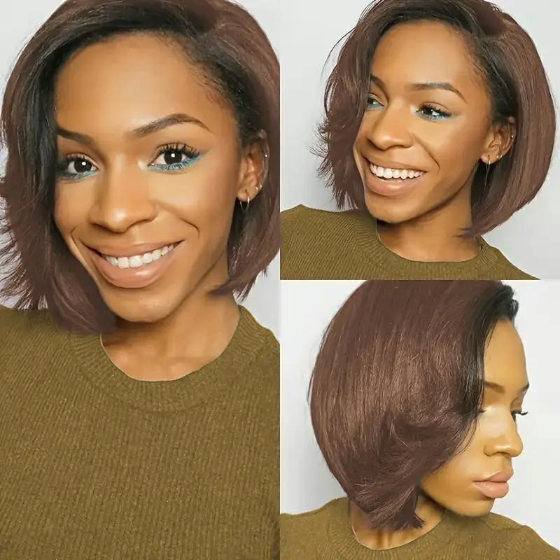 13x4 أمامي الدانتيل بوب شعر مستعار 150% كثافة شعر ريمي شعر مستعار قصير مستقيم عابث قطع باروكة من شعر طبيعي للنساء