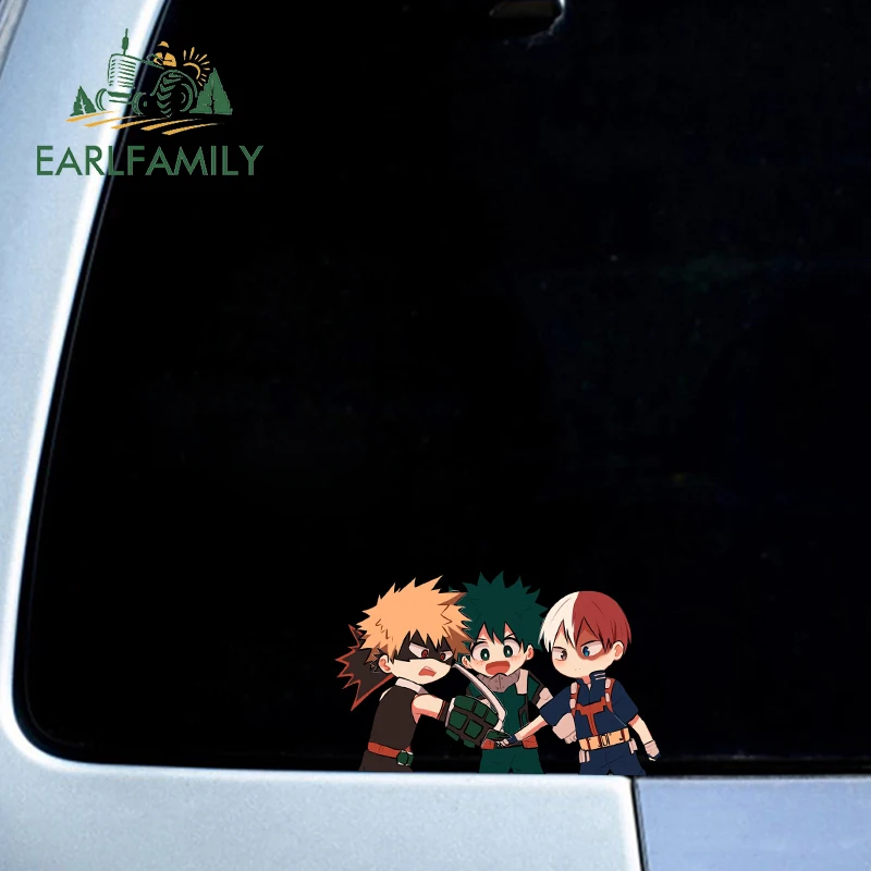 EARLFAMILY 13cm x 8.1cm Chibi Anime Cheer on Car Sticker Interesting Motorcycle JDM Vinyl Auto Decal Cute Windows Helmet Decor