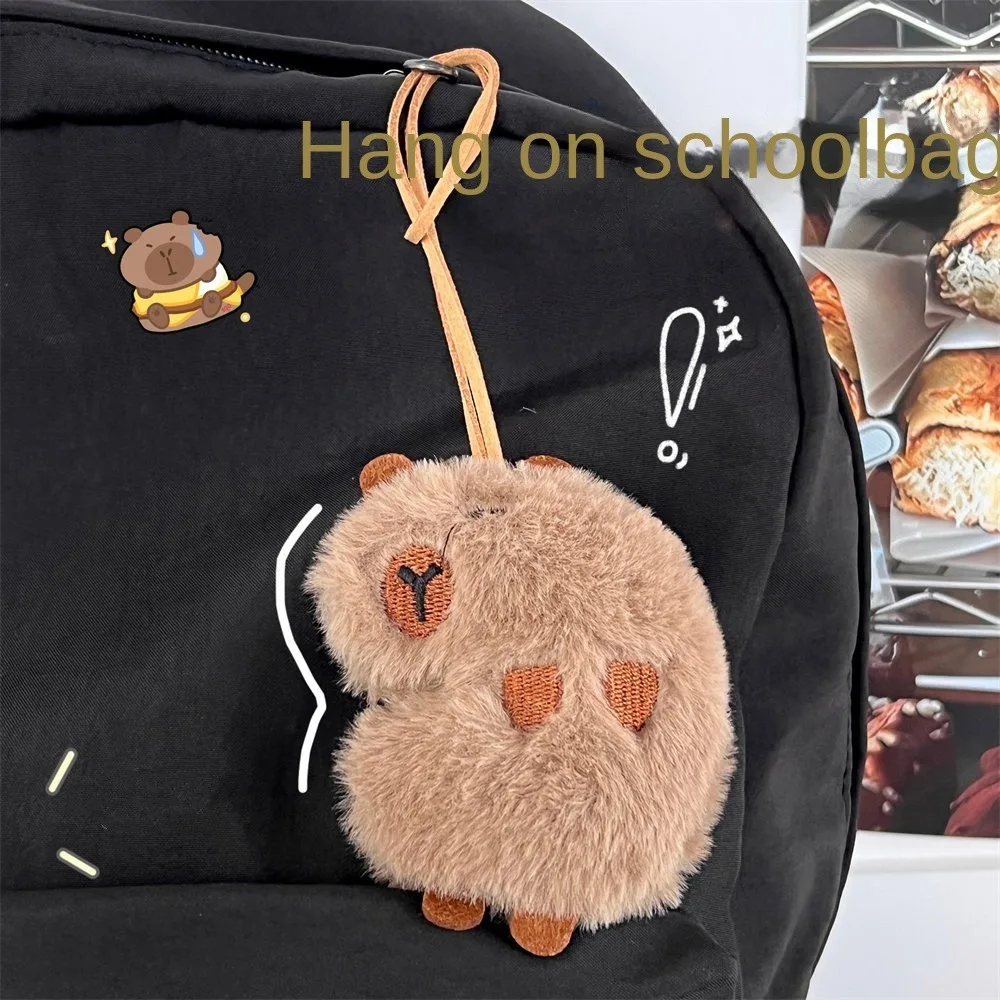 Nieuwe Pluche Capibara Sleutelhanger Pluizige Dierenpop Cartoon Capibara Pop Broche Tas Hanger Sleutelhanger Hanger Mannen Vrouwen