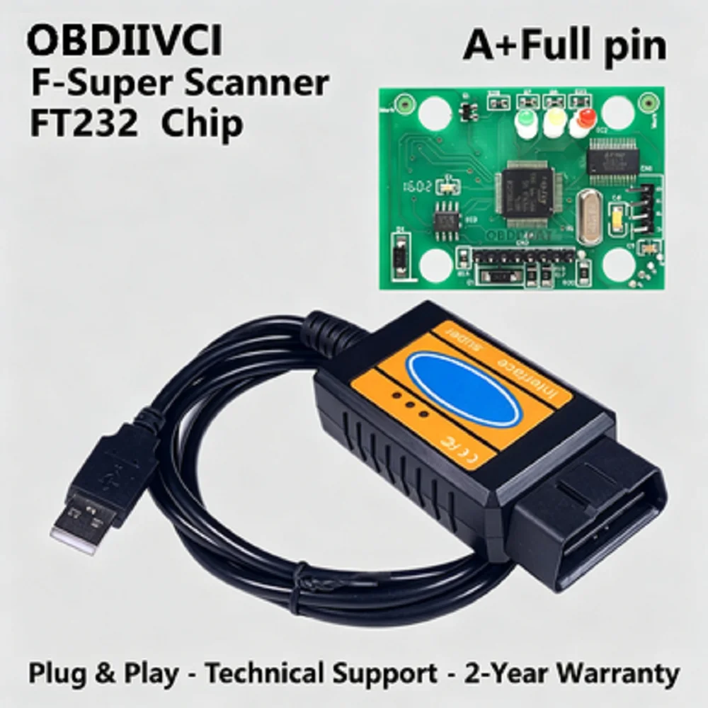 OBDII CAT F-Super Scanner FT232 Chip USB Diagnostic Cable OBD2 Car Fault Code Reader for Ford