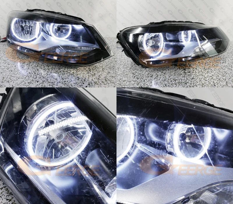 ل Volkswagen VW Polo 5 6R 6C Crosspolo Vento 2009 2010 2011 2012 2013 2014 - 2016 يوم ضوء COB Led عيون الملاك عدة خواتم هالة