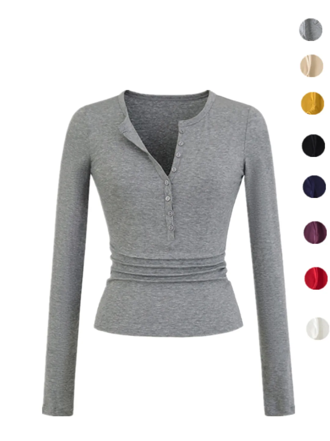 

Сексуальная футболка Slim Fit American Hot Girl Sle Long Sve V-Ne на пуговицах, базовый слой, топ для женщин, модная осенняя мода